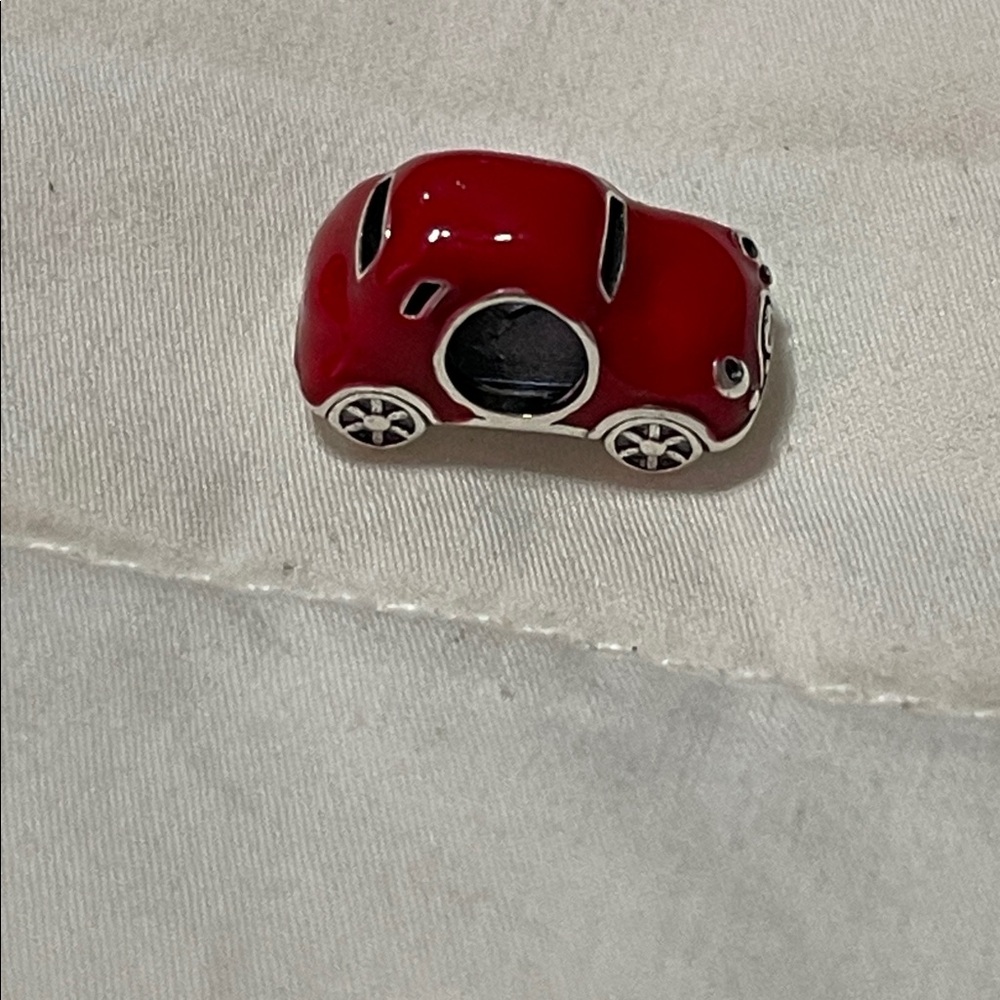 Red Volkswagen Beetle Charm with Red Heart Details - Picture 3 of 8